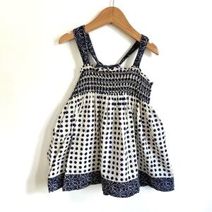 Handmade Boho Sleeveless Swing Blouse, Lightweight & Cool, Smocking & Tie Back